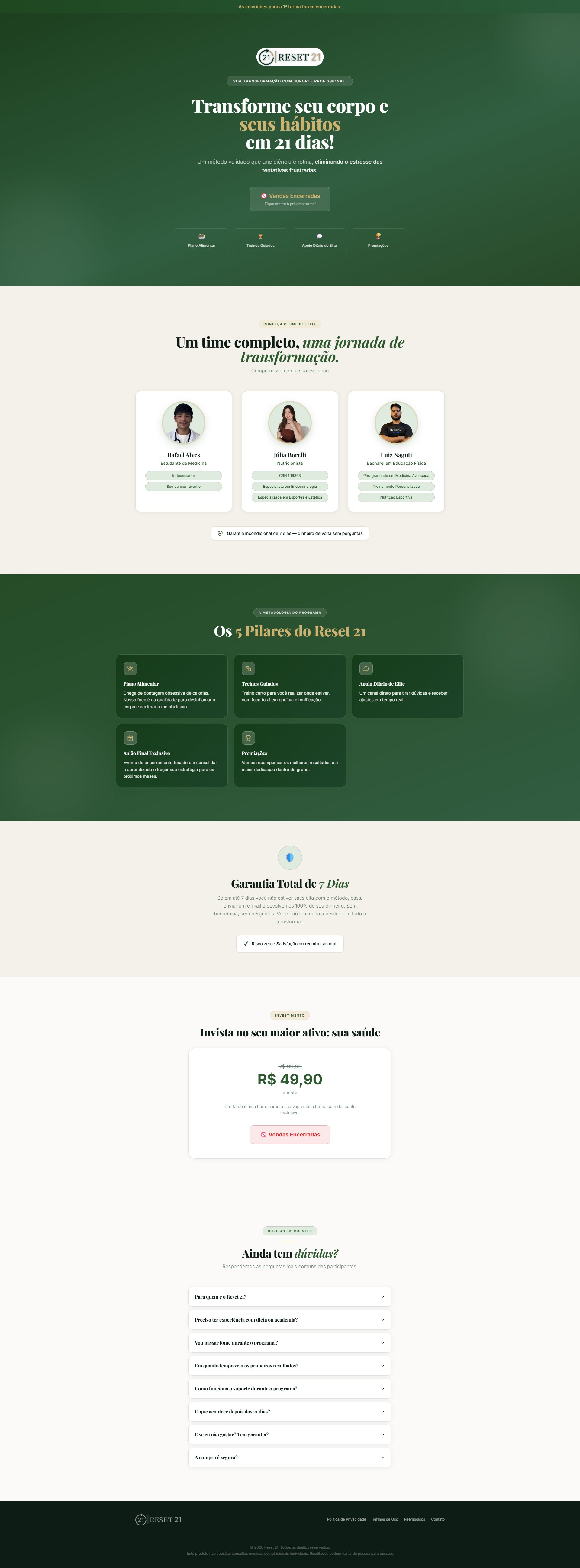 Site criado por Vinícius Borelli para o programa Reset 21 — landing page de alta conversão